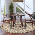 thumbnail image 5 of Vintage Ethnic Floral Washable Round Area Rug 6 ft, Retro Brown Classical Bohemian Style , Soft Non Slip Rugs Stain Repellent Indoor Felt Carpet for Living Dining Room Bedroom Home Office, 5 of 9
