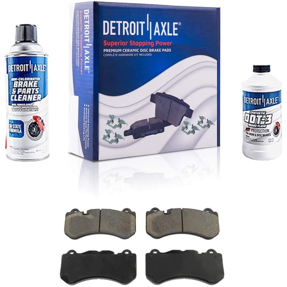 Detroit Axle - Front Ceramic Brake Pads w/Hardware & Cleaner Fluid for 2007 - 2010 Mercedes-Bnez CLS63 AMG - [2007-2009/2011 SL65 AMG] - See Fitment