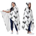 thumbnail image 2 of Wearable Blanket,White Chicken Sketch Pattern Hooded Wearable Flannel Blanket for Adults & Teens,Winter Poncho Shawl Wrap Cape Cozy Anti-Pill,50"x60", 2 of 5