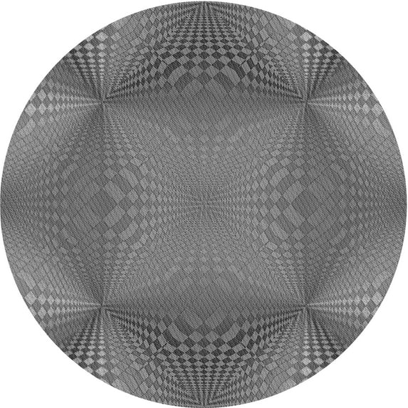 Ahgly Company Indoor Round Patterned Gray Dolphin Gray Area Rugs, 3' Round