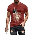 thumbnail image 4 of Elvqul Independence Shirts for Men Red Stylish Pullover Star Trendy 4th of July T-Shirts Patriotic Mens Shirts Short Sleeve, 4 of 5