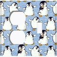 thumbnail image 4 of Metal Light Switch Plate Cover Cute Penguins Ice Skating Blue BRD002, 4 of 13