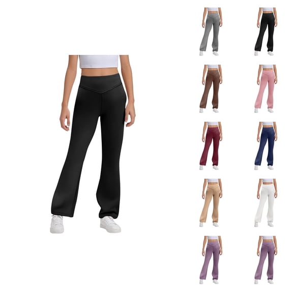 Flare Leggings for Girls 2025 Trendy High Waisted Bootcut Yoga Pants Bell Bottoms Leggings Kids Dress Pants