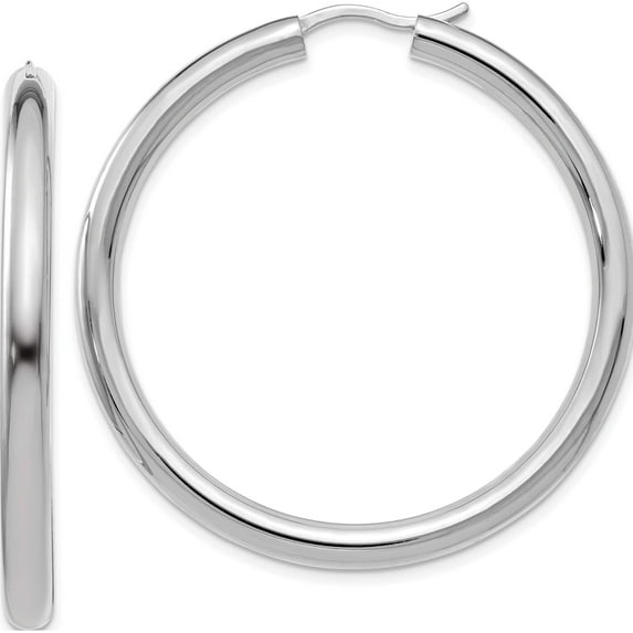 Sterling Silver Rhodium-plated 3.5mm Tube Earrings (42x33)