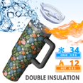 thumbnail image 5 of 40oz Pioneer Flower Floral Print Pattern Insulated Tumbler with Handle, BPA-Free Leak Proof Lid and Straws, Double Wall Vacuum, Hot 12h/Cold 34h, 5 of 6