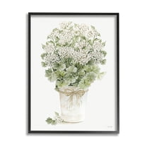 Stupell Industries Round Flower Bouquet Small White Dainty Petals Painting Black Framed Art Print Wall Art, Design by Cindy Jacobs