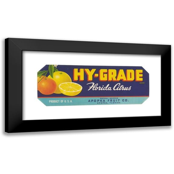 Anonymous 14x8 Black Modern Framed Museum Art Print Titled - Hy-Grade Brand Florida Citrus Label (1930-1950)
