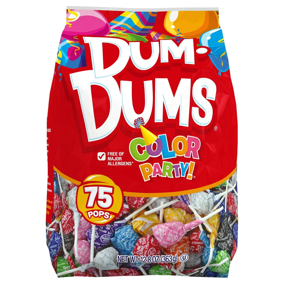Dum Dums Color Party Lollipops, Rainbow, Mixed Flavors, 12.8 Oz