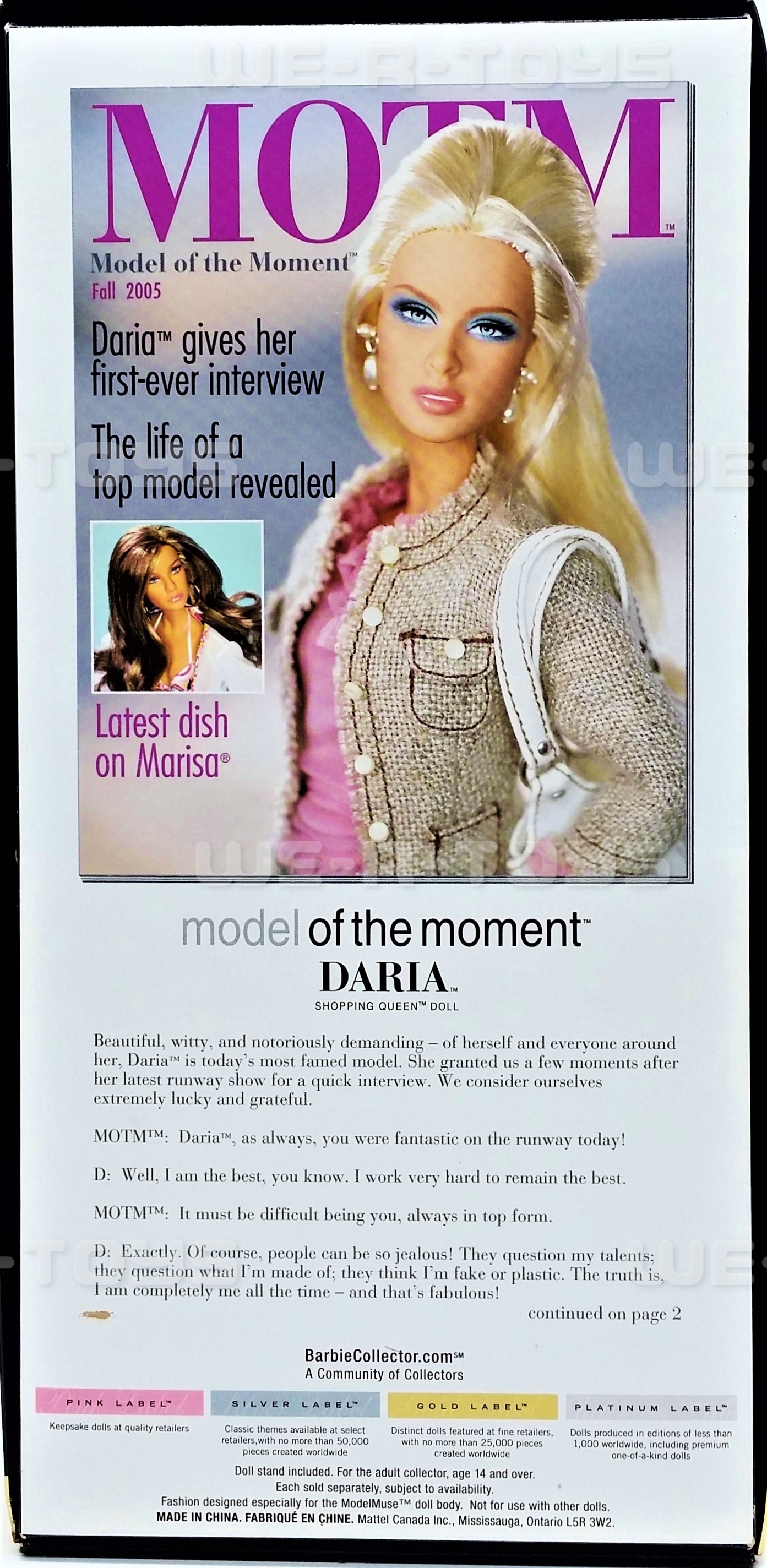 箱無 マテル ゴールドラベル Barbie DARIA / バービー Model of the Moment Daria Celebutante Barbie Doll Gold Label 2004 Mattel  C3820