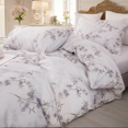 thumbnail image 5 of Floral Duvet Cover - 100% Nature Cotton Reversible Grayish Flower Bedding Set with Zipper Closure, 3 Pieces Soft & Breathable Beige Comforter Cover, 5 of 10