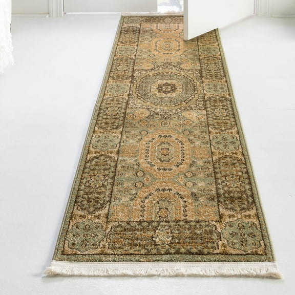 Unique Loom Palace Collection Area Rug - Amber (2' x 6' 1" Runner Light Green/Cream)