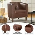 thumbnail image 6 of Accent Arm Chair Barrel Tub Club Chair PU Leather Single Sofa Modern Upholstered Brown Armchair, 6 of 9