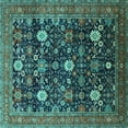 thumbnail image 1 of Ahgly Company Machine Washable Indoor Square Oriental Turquoise Blue Industrial Area Rugs, 3' Square, 1 of 4