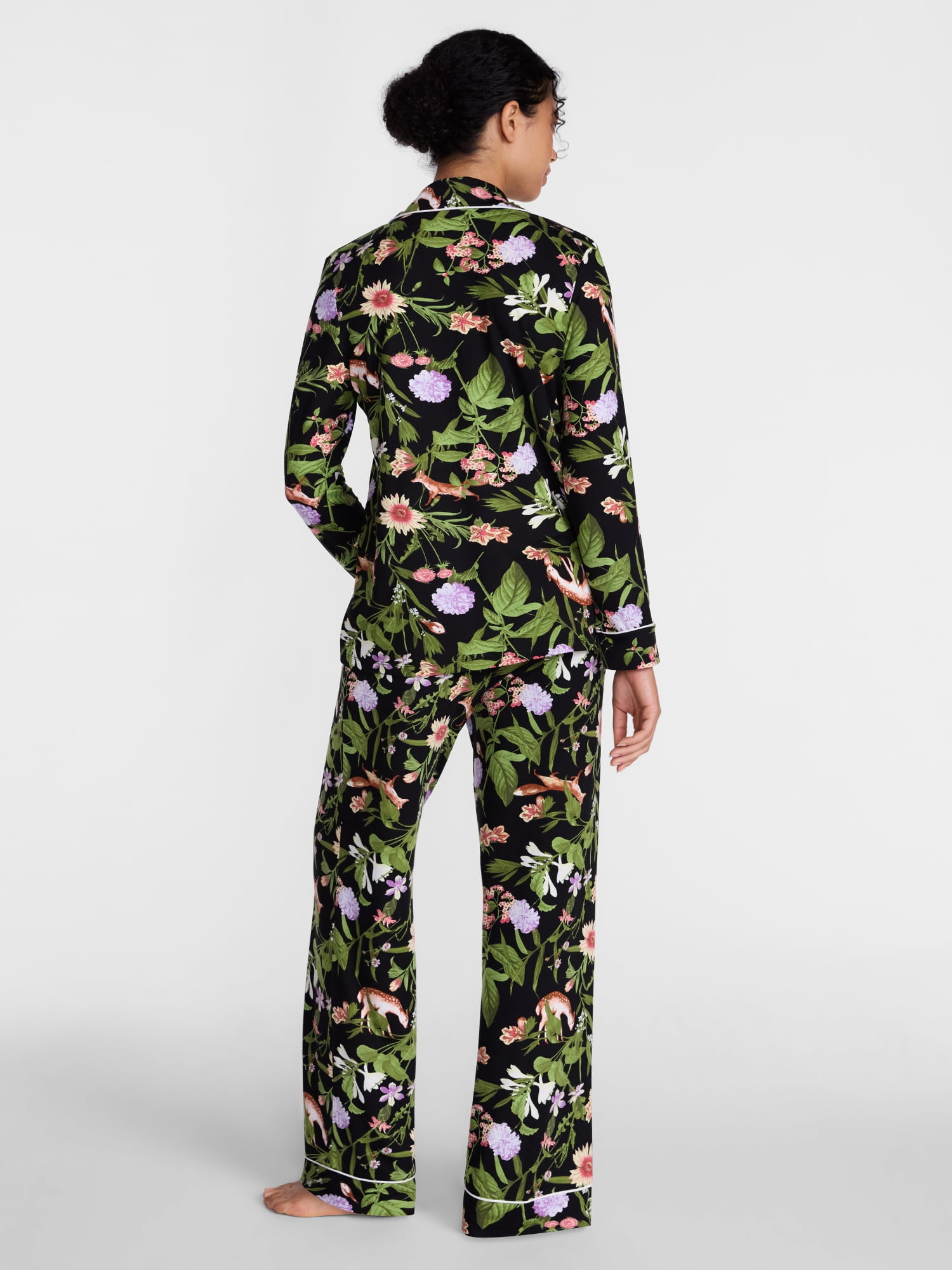 Joyspun Women’s Dreamy Soft Collection Notch Collar Top and Pants, 2-Piece Pajama Set, Sizes XS-3X