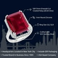 thumbnail image 2 of Gem Stone King 925 Sterling Silver Red Created Ruby Engagement Ring for Women (20.50 Cttw, Emerald Cut 18X13MM, Size 5), 2 of 5