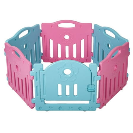 Baby Playpen 6 Panel Playard Kids PlaySafe Activity Center W/ Locked Door 477