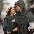 thumbnail image 5 of GOBWCOT Wasteland Hooded Shawl with Brooch and Bracers Renaissance Costume Medieval Hooded Cloak for Rogue Cosplay, 5 of 6