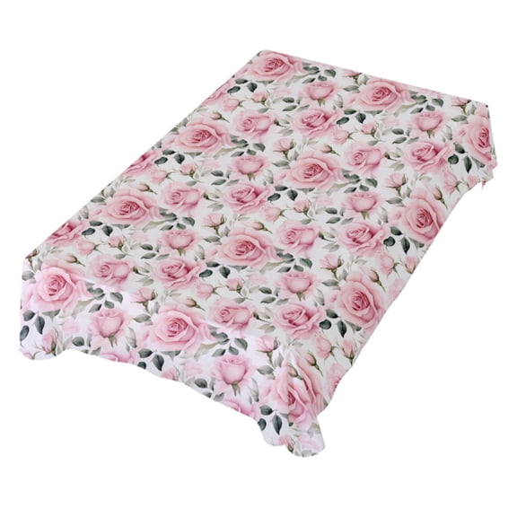 JSTEL Pink Rose Flowers Table Cloth Rectangle 60 x 90 Inch Tablecloth Anti Wrinkle Table Cover for Dining Kitchen Parties