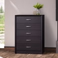 thumbnail image 2 of CorLiving Newport Mid Century Modern Black Engineered Wood 5-Drawer Tall Dresser for Bedroom - Large, Tall Chest of Drawers - Perfect Bedroom Furniture and Dressers for Clothes Storage, 2 of 5