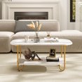 thumbnail image 4 of Gymax Faux Marble Top Coffee Table w/Metal Frame Rounded Corners & Storage Shelf, 4 of 10