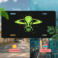 thumbnail image 5 of 1 Pcs 2D Flat License Plate Covers & Frames, Green Alien For Decorative Front, Waterproof For Decoration Aluminum License Plate Covers & Frames Cover For Men Women, 12" X 6", 5 of 7