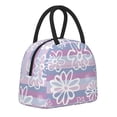thumbnail image 2 of YFYANG Portable Waterproof Insulated Lunch Bag, Purple Striped Flowers Reusable Cooler Bag / Picnic Bag for Adults Teens, 2 of 9