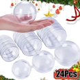 thumbnail image 2 of 24/1 piezas de bolas huecas transparentes de plástico para Navidad, adornos rellenables para colgar en el árbol de Navidad, regalos para fiestas en el hogar, decoración, 2 of 5