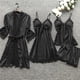 thumbnail image 3 of Pijamas sexys para mujer, conjunto de cuatro piezas, pijamas con tirantes estilo coreano, ropa de casa para mujer con camisón con almohadilla para el pecho, 3 of 5