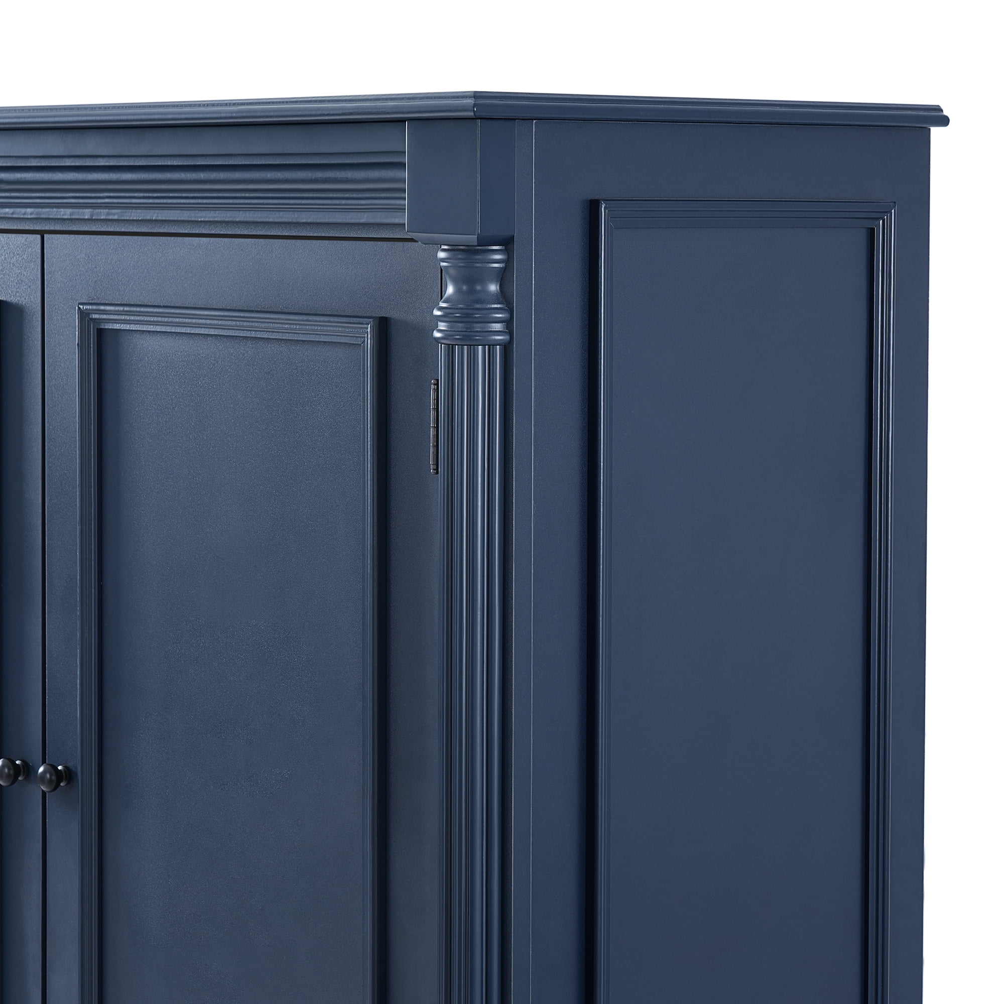 Euroco Freestanding Large Kitchen Pantry , 43.3x20x77.3inch Tall Storage Cabinet Cupboard with 6 Door Shelves, 2 Adjustable Shelves and 5 Drawers,Blue