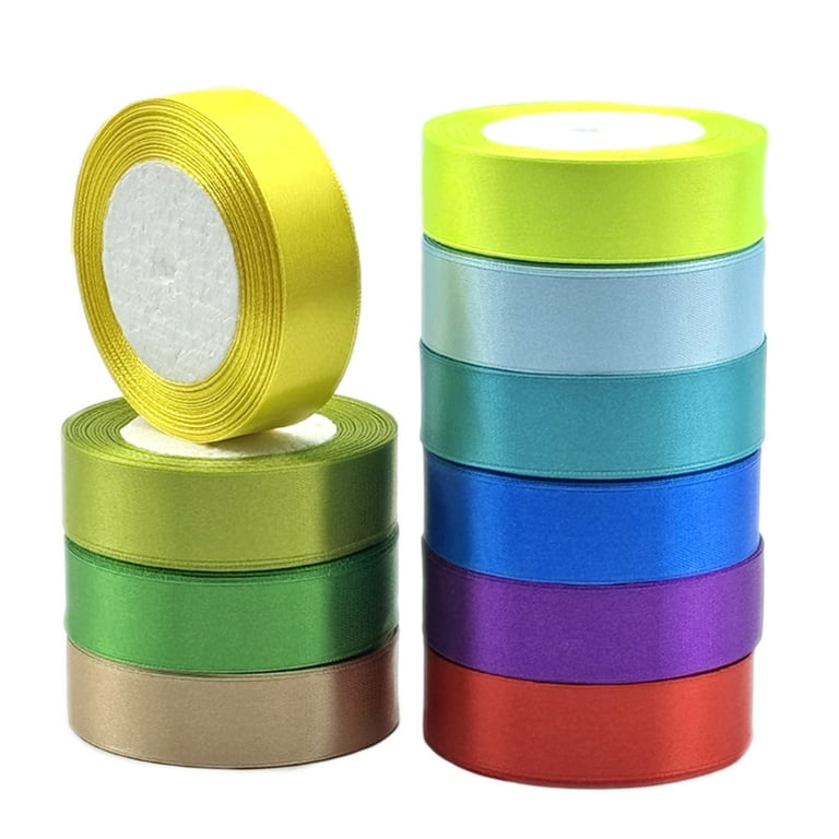 10 Colors 240 Yards Satin Ribbons,1 inch Fabric Ribbon Silk Ribbon Embellish Ribbon Rolls, Wide Ribbons Perfect for Crafts, Hair Bows, Gift Wrapping, Wedding Birthday Party Decoration DIY Craft
