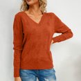 thumbnail image 4 of gakvbuo Fall Pullover Tunic Shirts For Women Women's Solid Color Casual Slim Fitting Knitwear Pullover V-Neck Long Sleeve Sweater Tops Blouse, 4 of 5