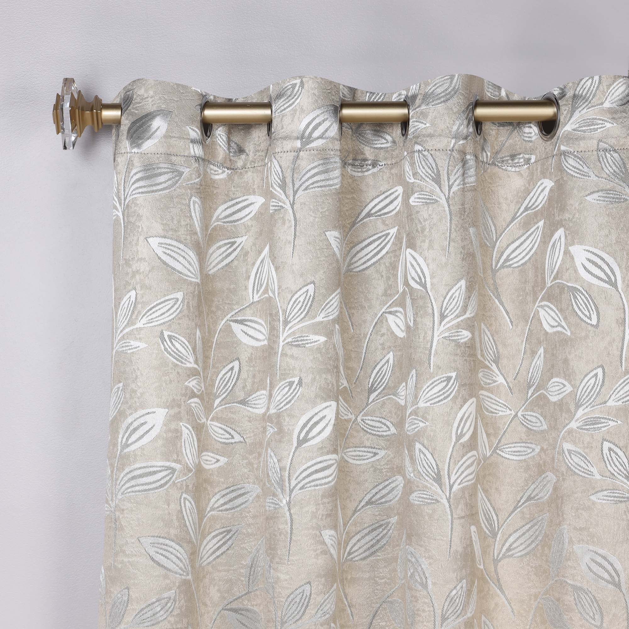 Superior Blackout Leaves Curtains Set of 2, Light Filtering Grommet Curtain Panel Set, Ivory, 42"W x 84"L