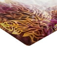 thumbnail image 2 of Ambesonne Purple Fitted Sheet, Floral Leaf Art, Full Size, Yellow Purple, 2 of 3