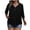 Black, variant on Ziynglg Plus Size Tops for Women 3/4 Length Sleeve V Neck Blouses Button Front Fashion Loose Casual Tops Solid Color Shirts