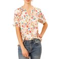 thumbnail image 5 of NOMADIC NOOK Women's 2 Packs Floral Ruffled Short Sleeve Ruffle Neck Casual Blouses, 5 of 7