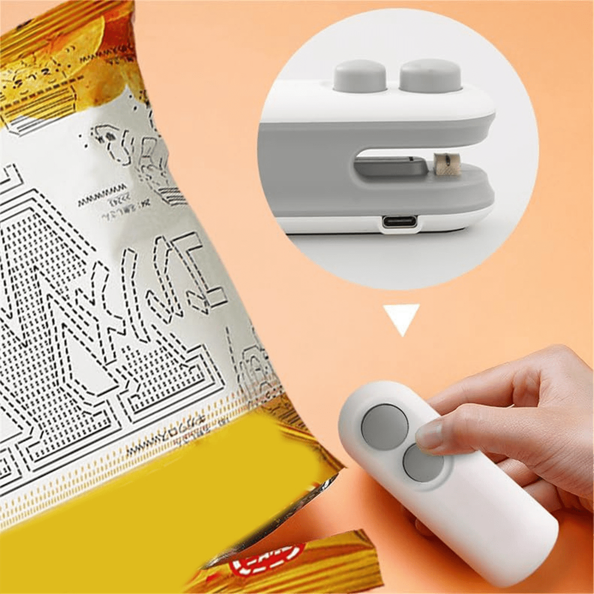 Rechargeable Mini Bag Sealer, 2-In-1 Heat Sealer with Cutter for Chip Bags, Portable Resealer Machine for