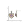thumbnail image 2 of 3.60 Carat (Ctw) Amethyst Heart Dangle Earrings in Sterling Silver with 14K Gold Accents for Women, 2 of 5
