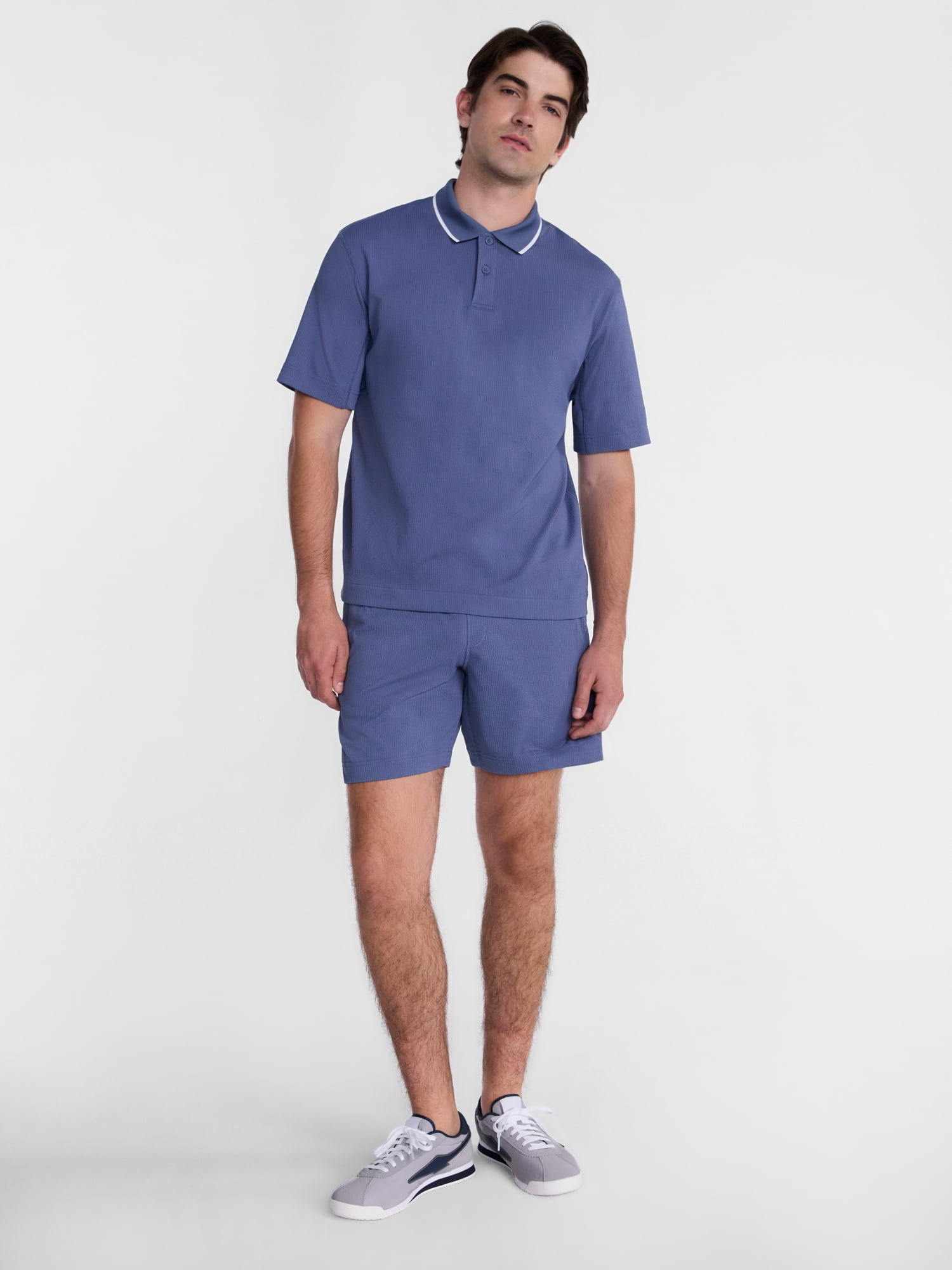 Avia Men's and Big Men's Seersucker Polo Shirt, Sizes XS-4XLT