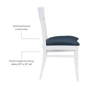 Linon Walcott Set of 2 Slat Back Dining Chairs Faux Leather Seats in White Wood