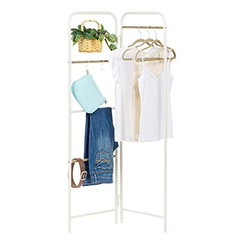 IRIS USA PI Portant à Vêtements Pliable Style Cloison en Blanc Perle