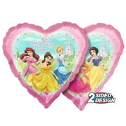 17 inch Disney Happy Birthday Princess Heart Foil Mylar Balloon - Party Supplies Decorations