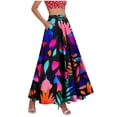 thumbnail image 2 of LEKWK Womens Floral Maxi Skirt High Waisted A Line Skirt Side Pocket Boho Skirt Rose Floral Print Long Flowy Casual Summer Beach Vacation, 2 of 6