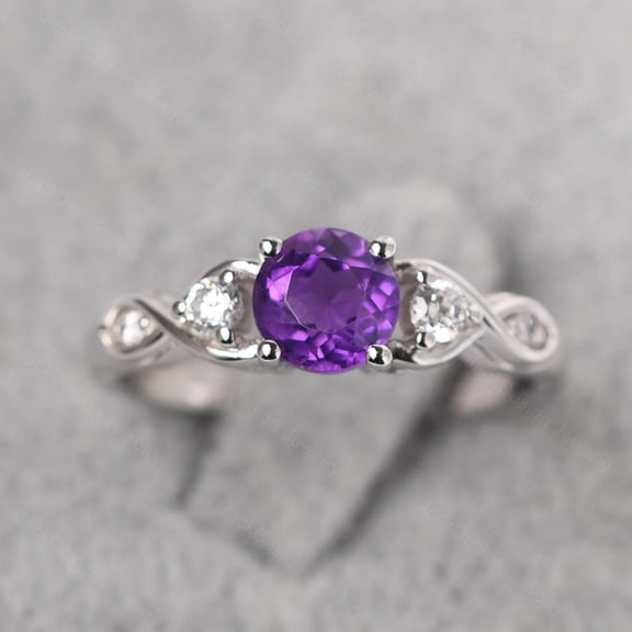 natural amethyst ring purple gemstone promise ring cushion cut February birthstone ring silver ring