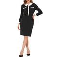thumbnail image 2 of Allegra K Women's Elegant Contrast Collar Long Sleeves Below the Knee Dress, 2 of 5