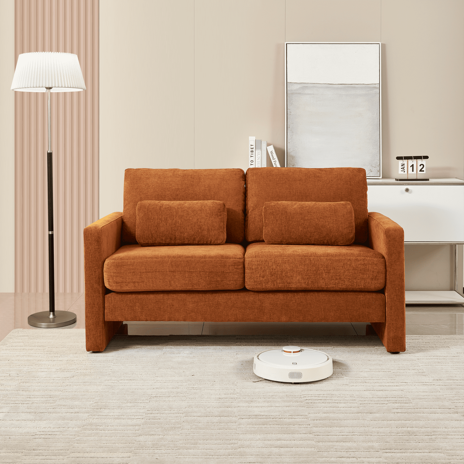 Gewnee 58.66'' Modern LoveSeat, 2-seat Chenille sofa Mid Century for Living Room and Small Spaces,