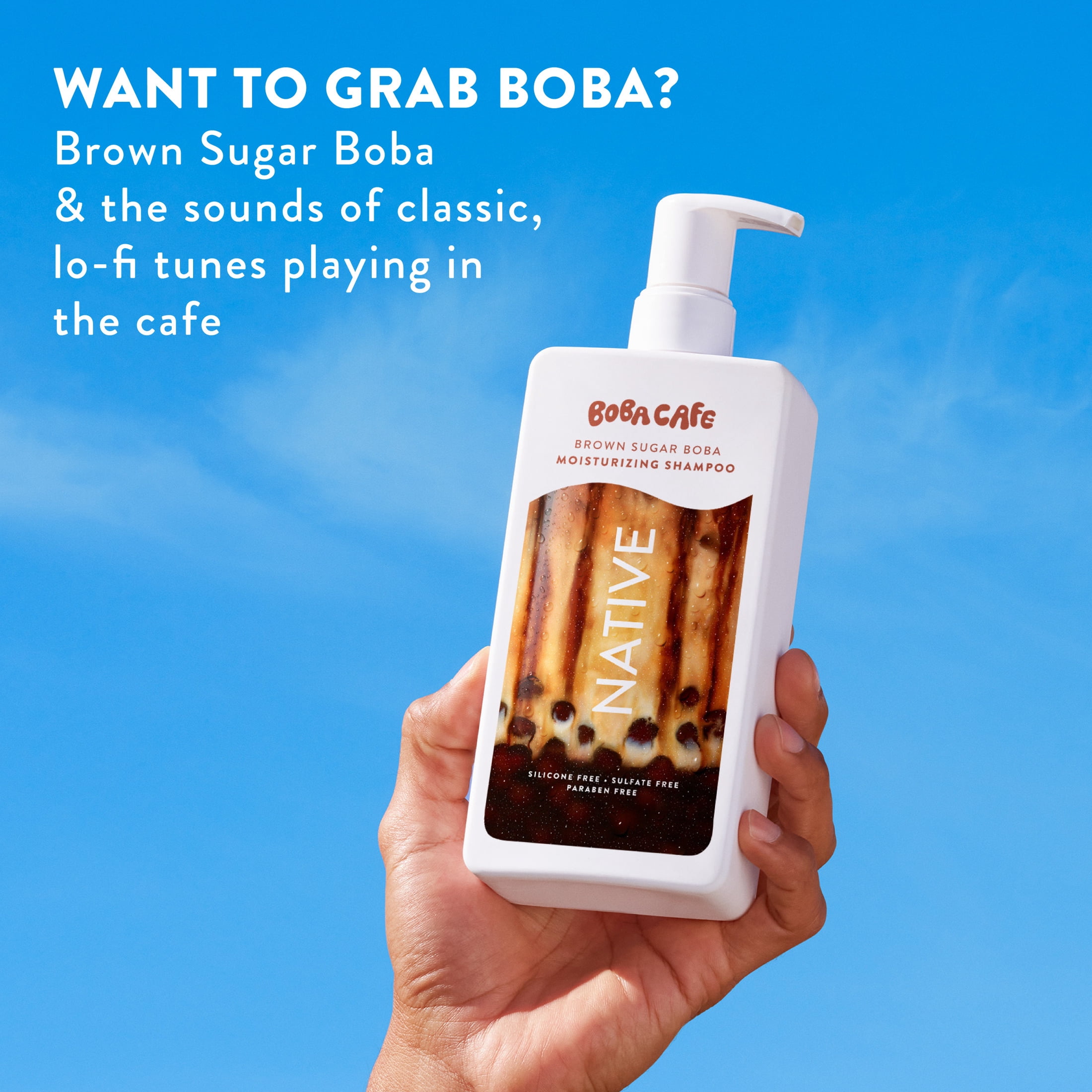 Native Moisturizing Shampoo, Limited Edition Brown Sugar Boba, Sulfate Free Shampoo for Women and Men, Boba Café, 16.5 fl oz