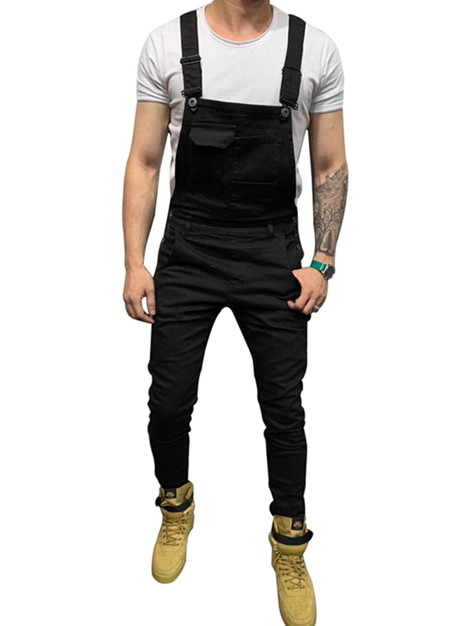 Men Bib Pants Denim Jeans Suspenders Overalls Straight Skinny Jumpsuits Trousers - Walmart.com