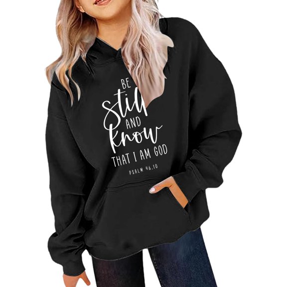 Hpapadks Girls Hoodies Kids Winter Letter Print Hoodie Pocket Casual Pullover Baby Sweatshirt Black 6-8 Years