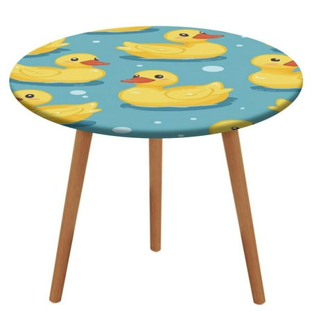 

Cute Yellow Duck (12) Pattern Round Tablecloth Waterproof Elastic Table Clothes for Dining Table Cute Desk Decor Protector Cover