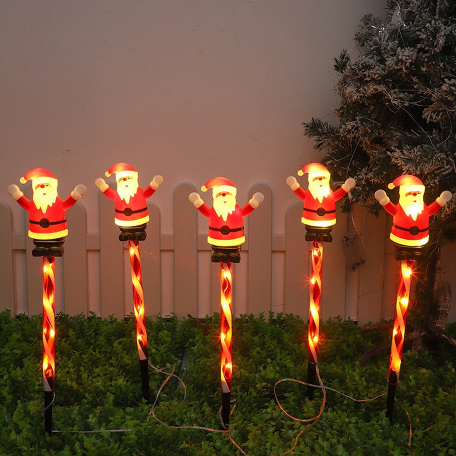 Solar Christmas Garden Stake Lights, Outdoor Waterproof Solar Santa Claus Garden Stake Christmas Pathway Lights for Christmas Decorations Garden Lawn Pathway Patio